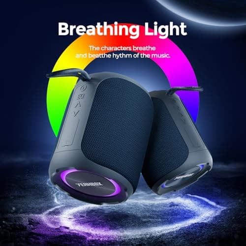YEAHBOX Portable Bluetooth Speaker with Stereo Wireless IPX7 Waterproof Speaker, TWS Pairs, Bluetooth 5.3 with 4-in 1 BT/Aux/TF-Card/U Disk Input, Wireless Speaker for Outdoor/Home/Party — view 4
