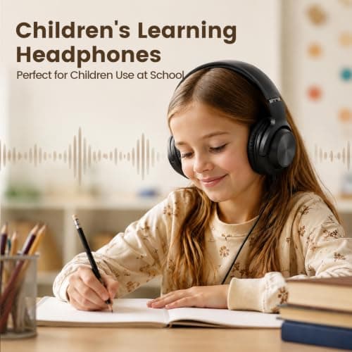 EFLUB 8Pack Wired Headphones, Over-Ear Headphones, Classroom Headphones Bulk, 3.5mm Plug, Tangle-Free Cord for Tablet, Laptop, PC, School, Travel (Black) — view 3