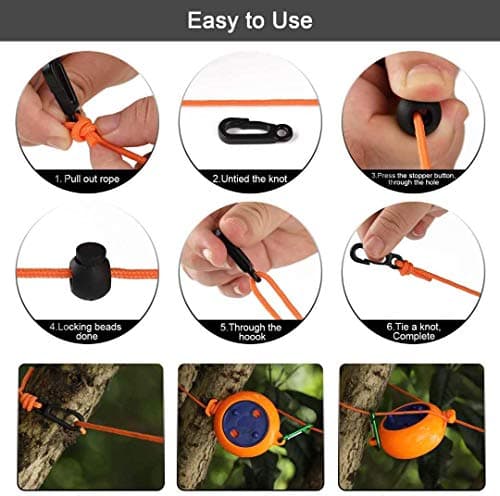 Camping Washing Line, 8 Meters Travel Clothesline Retractable Laundry Rope For Indoor Outdoor Heavy Duty, Adjustable Portable Drying Lines With 10 Fixed Buckles And 20 Clothespins — view 4