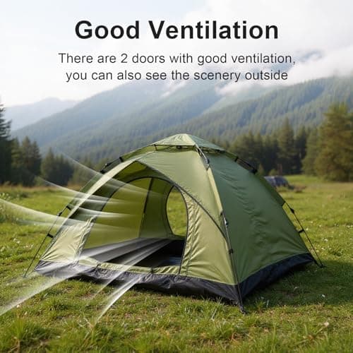 BREEZENEST 2-3 Person Instant Pop-Up Dome Tent – Waterproof & UV Protection Camping Tent for Hiking, Outdoor, Backpacking, Includes Carry Bag (Green) — view 5