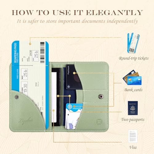 Lychii Slim Passport Holder RFID Blocking Travel Wallet - PU Leather Protector Case for Quick TSA Access, Secure Boarding Passes & ID Cards for Men Women International Travel — view 5