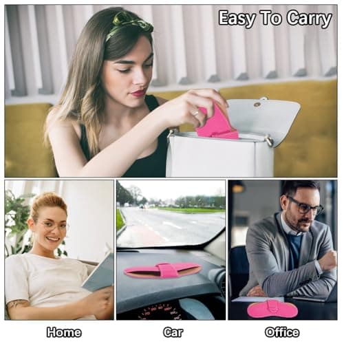 CREATCABIN Slim Glasses Case Portable Leather Sunglasses Case Soft Lightweight Eyeglass Spectacle Cases Pouch Bag Travel Protective Cover Gift for Women Men Holiday Vacation 6.9x3.4 Inch Camellia — view 4