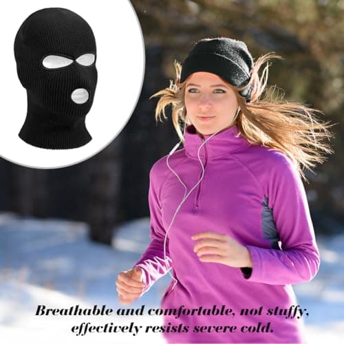HAGOT 2 PCS 3 Hole Full Face Balaclava, Winter Knitted Balaclava, Ski Face Cover Unisex, Full Facecover for Outdoor Sports — view 6