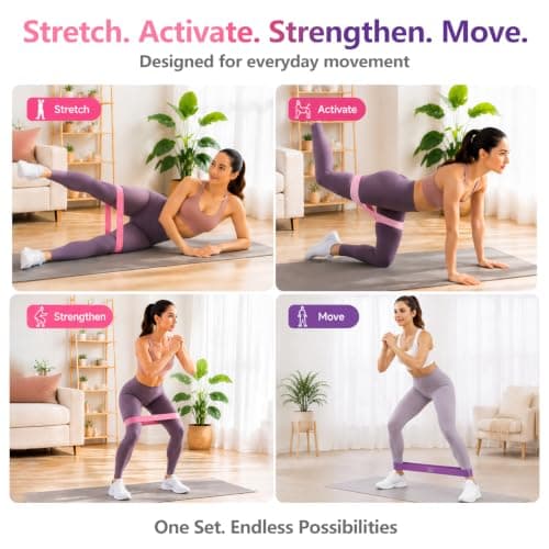 Resistance Bands Set, 5 Mini Loop Exercise Bands with X-Light to X-Heavy Resistance for Full-Body Workouts, Pilates, Stretching, Strength Training, Home Gym and Travel, TPE Fitness Bands — view 4
