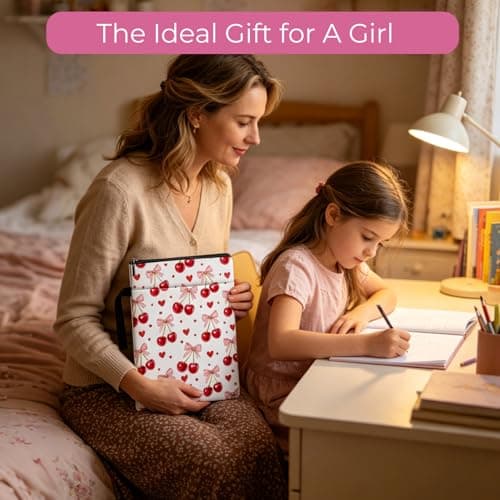 Cherry Bow Book Sleeves, Cute Pink Bow Book Bags for Women, Waterproof Book Pouch with Hanging Rope, Book Lover Gift — view 6