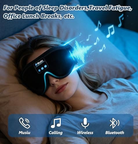 KARFUN Eye Mask with Bluetooth Headphones, 100% Blackout 3D Sleep Headphone — view 2