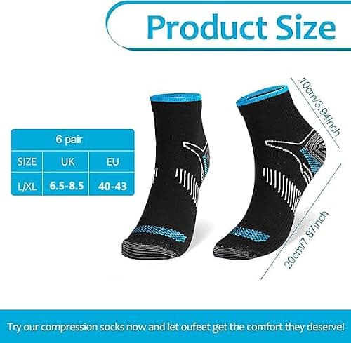 Radsocken 6 Pairs Compression Socks for Men Women,Plantar Fasciitis Socks — view 3