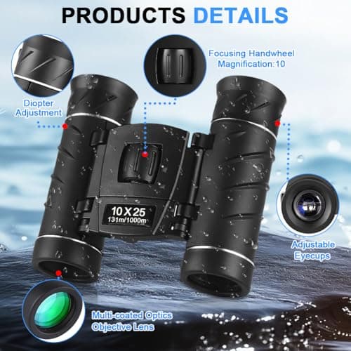 Flintronic 10X25 Binoculars for Adults, Compact Binoculars with BAK4 Prism, FMC Green Film, Easy Focus High Powered Binocular for Bird Watching Outdoor Sports Concerts Hunting Travel Camping — view 5