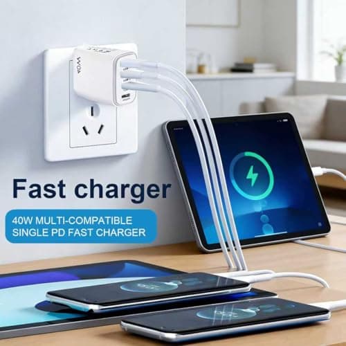 US travel adapter charger, US and Canada charger plug, 40W fast charger plug, with 2 USB-A and 2 USB-C fast charging ports, suitable for US/Canada/China/Japan — view 6