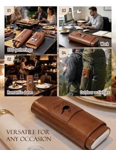 Personalised Leather Travel Humidor Case with Name Storage Holder (Brown-1) — view 6