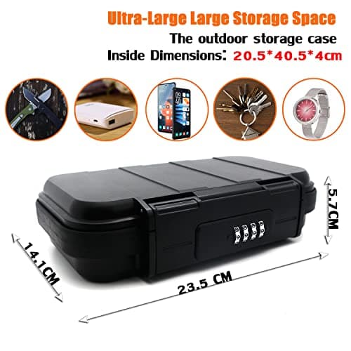 V·RESOURCING Portable Security Lock Box with 4 Digit Code,Outdoor Key Safe Box with Removable Wire Rope,Waterproof Shockproof Combination Lock Box for Home,Office,Hotel,Travel,Water Sports etc — view 2