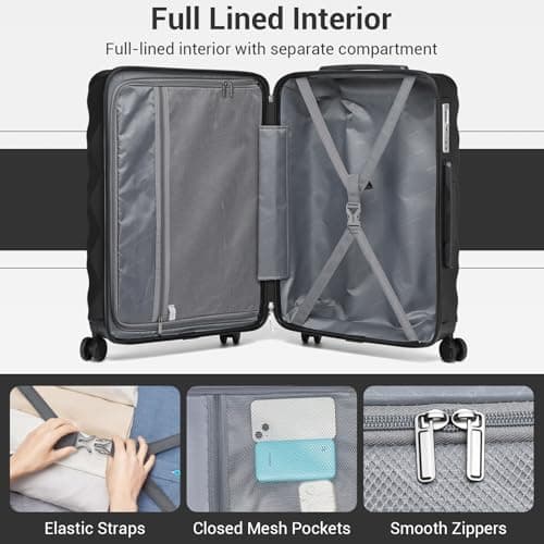 British Traveller Large Suitcase, Lightweight 28 Inch Checked Luggage — view 6