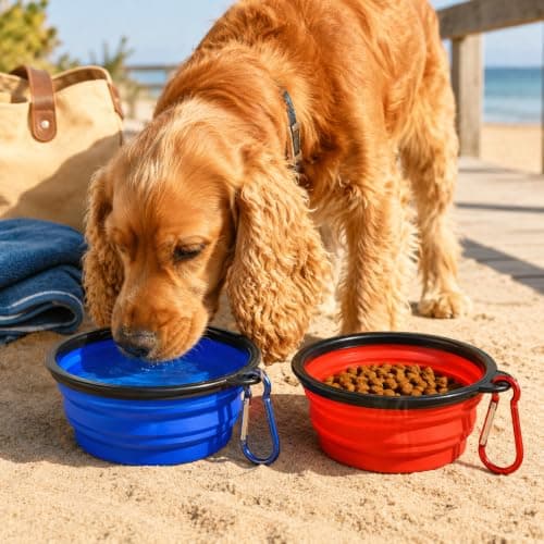 2 Pack Collapsible Dog Bowls with Clips, 350 ml Silicone Travel Bowls — view 3