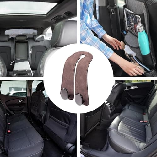 Purse Hook for Car | Double Metal Universal PU Leather Organizer - Car Headrest Hook,for Travel Road Daily Driving Summer Camping Commute Picnic Vacation Business Holiday — view 4