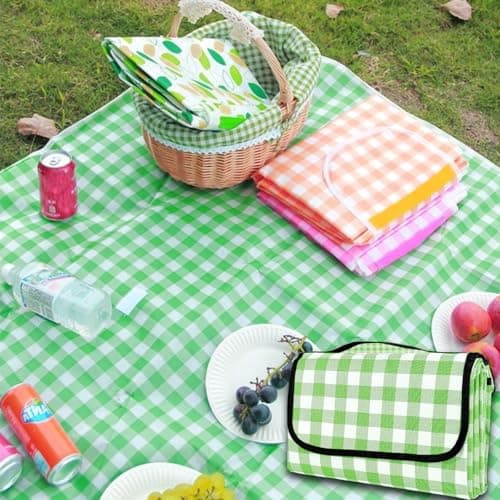 HAORQEE Large Waterproof Picnic Blanket 200x200cm, Outdoor Mat with Handle — view 2