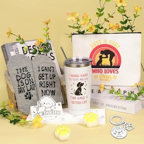 Dog Lovers Gifts for Women - Dog Mum Birthday Gifts with Travel Tumbler Mug Makeup Bag Keychain Paw Candle Pet Lovers Relaxing Gift Basket for Best Friend Sister Mum — view 4
