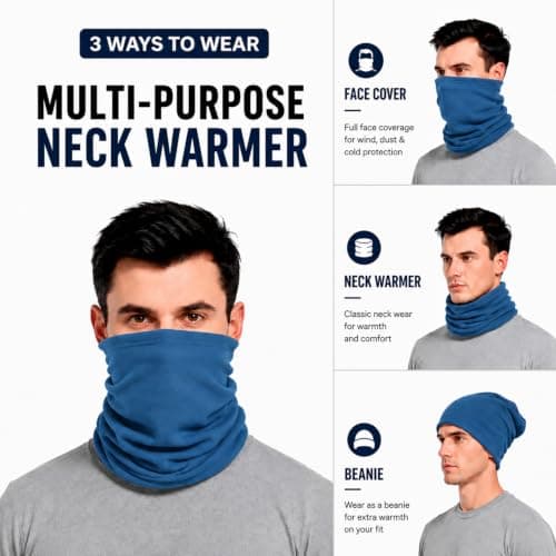 HGDGears Unisex Winter Outdoor Thermal Snood Fleece Ski Neck Warmer (Blue) — view 3
