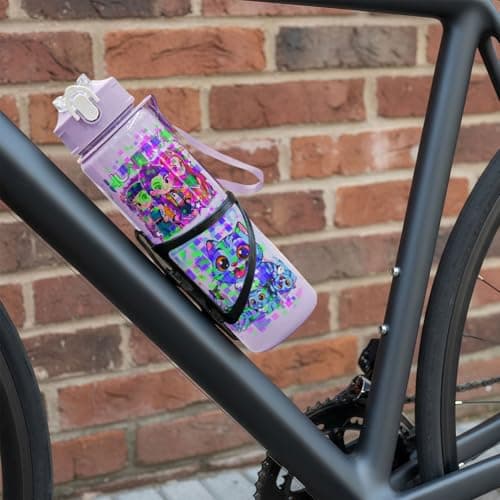 Metaparty 750ML/25OZ Korean Pop Water Bottle with Straw, Kids Water Bottle for Girls with Cartoon Print, Leak-Resistant Drinks Bottle with Handle for School Travel Camping (Purple) — view 3