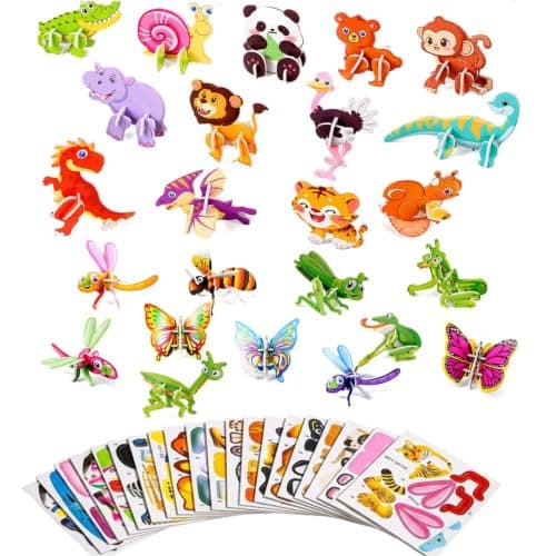 Durdiiy 50Pcs 3D Puzzle Set, Educational Paper Jigsaw