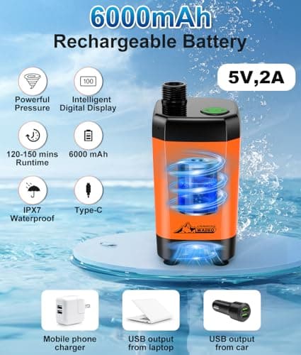 WADEO Portable Camping Shower, [10 Days Runtime] Rechargeable Battery Shower Pump, Outdoor Shower Kit for Beach, Pet, Travel, Car — view 2