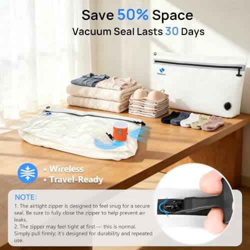 Zurligi Travel Vacuum Bags Kit with Pump, 3-Pack for Clothing & Underwear — view 5