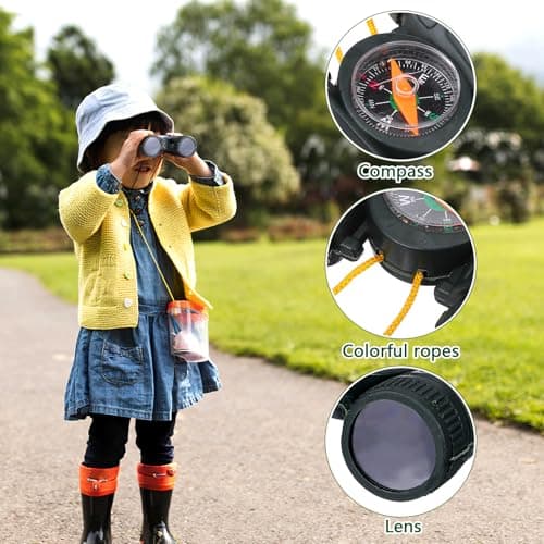 TOYANDONA 10pcs Kids Toy Binoculars with Compass & Lanyard, Mini Children Adventure Binocular Toy Set, Outdoor Exploration Game Party Bag Fillers for Boys Girls — view 3