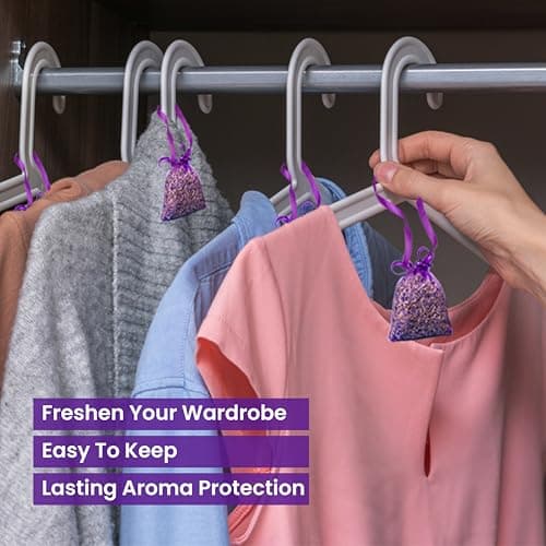 ZIDINA Lavender Bags for Wardrobes 28 Pack - Dried Lavender Sachets for Freshness - Natural Wardrobe Fresheners & Moth Repellent for Drawers, Cabinets, Clothes, Linens, Storage- Scented Drawer Sachets — view 6