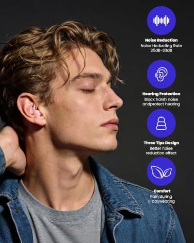 Ear Plugs for Sleep, Noise Cancelling Ear-Plugs Reusable Soft Silicone Earplugs for Sleeping, Snoring Partner, Travel, Deep Focus, Side Sleepers, Work & Studying, Comfortable,Pink 2Pairs — view 3