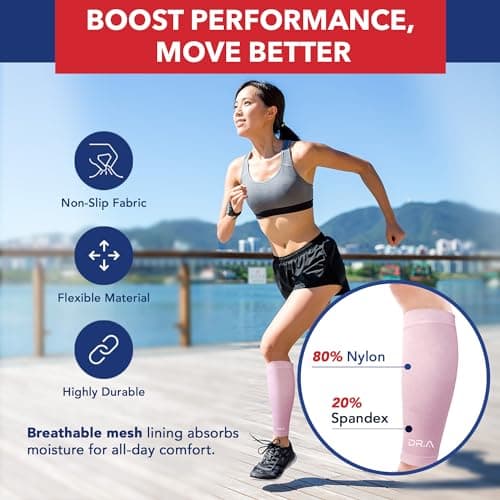 Doctor Developed Compression Calf Sleeves & Doctor Handbook, Shin Splints Support For Muscle Recovery, Varicose Veins & Leg Pain Relief, Medical Footless Compression Socks For Men (S Pink, 1 Pair) — view 3