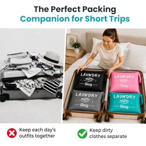 Minicoco 4PCS Waterproof Travel Laundry Bags For Dirty Clothes Small — view 4