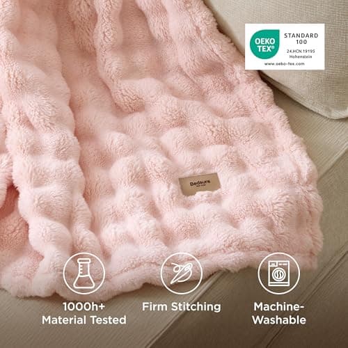 Bedsure Bubble Fleece Throw Blanket - Lightweight, Crystal Pink, 130x170cm — view 5
