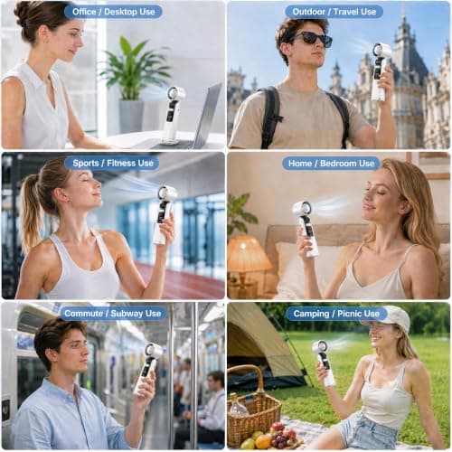 Boyfield Portable Handheld Fan Rechargeable, Mini Hand Fan with 199 Speeds & LED Display, Powerful Turbo Electric Fan for Travel Essentials, Holiday Accessories, Home & Office Cooling — view 6