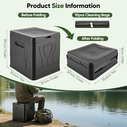 Folding Portable Camping Toilet with Paper Holder & Trash Bags, 150KG Load — view 2