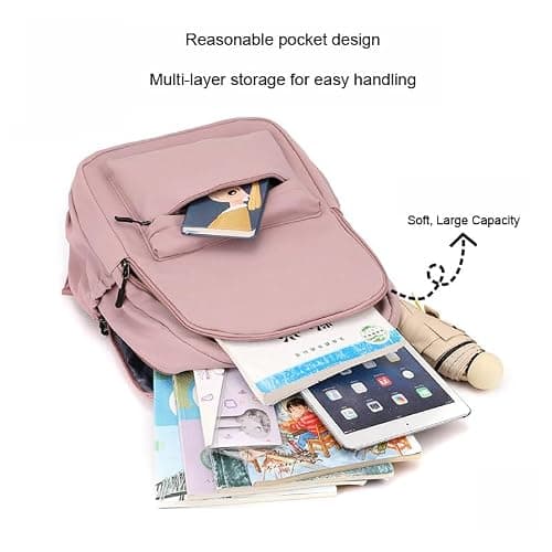 School Bags for Girls, Lightweight Backpack School Bags for Girls Secondary School, Waterproof Rucksack Aesthetic School Backpacks Casual Daypack for Kids, Women, Men, College Travel Work Bag, Blue — view 3
