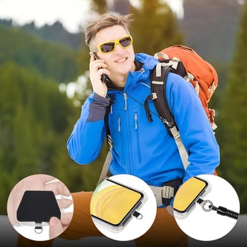 FeiatPogra 2 Pack Phone Tether with Coiled Anti Theft Phone Strap, Phone Lanyard Security Strap with Tether Tabs and Carabiner Clip for Bag, Backpack, Shopping, Travel and Daily Use — view 5