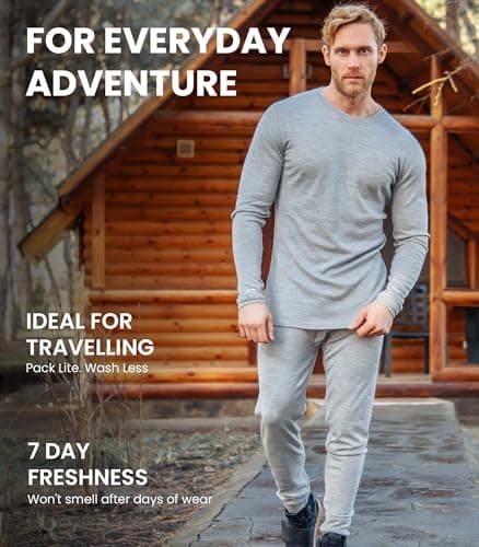 100% Merino Wool Base Layer Men Leggings Pants - Thermal Underwear + Socks (Small, Black 250) — view 3