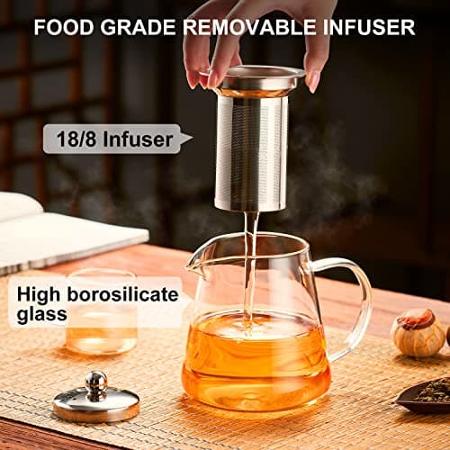 PARACITY Tea Pot 950ML, Glass Teapot with Infuser, Clear Tea Kettle — view 5