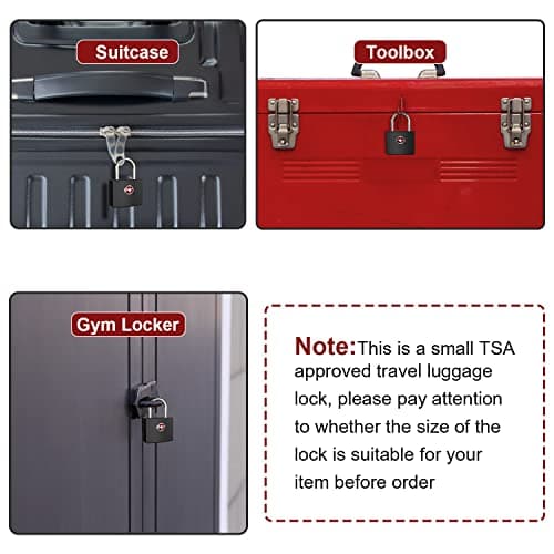 TSA Luggage Locks with Keys, [4 Packs][8 Keys] Diyife Key Travel Locks, Suitcase Padlock for Luggage, Keyed Luggage Locks Brass for Gym Lockers, Laptop Bags,Travel Suitcases（Black — view 6