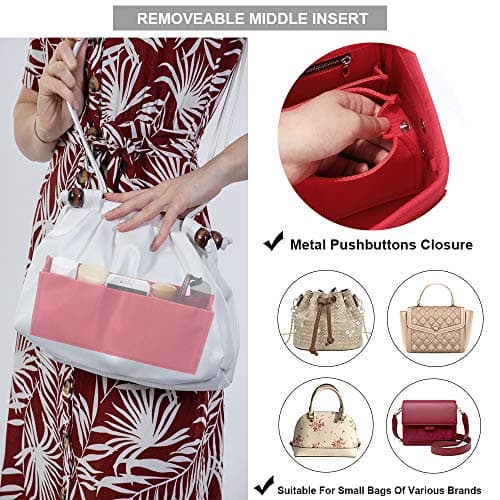 Betoores Bag Organiser Insert, Handbag Liner Tote Organizer Pouch, Red - L — view 5