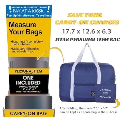 Travel Bag 12 Packes Carry on Luggage Foldable Duffel Bag Sports Gym Bag Weekender Overnight Bag Water Resistant Nylon Travel Duffel for Men Women (Blue 12PCS) — view 4