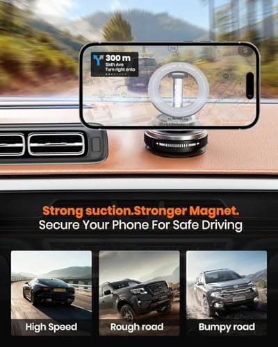 Boowe 2026 Upgraded Vacuum Magnetic Phone Holder,Magnetic Phone Holder for Car 360° Adjustable Car Mount Foldable Ultra-Stable Grip for iPhone 17/16/15/14/13/12 — view 6