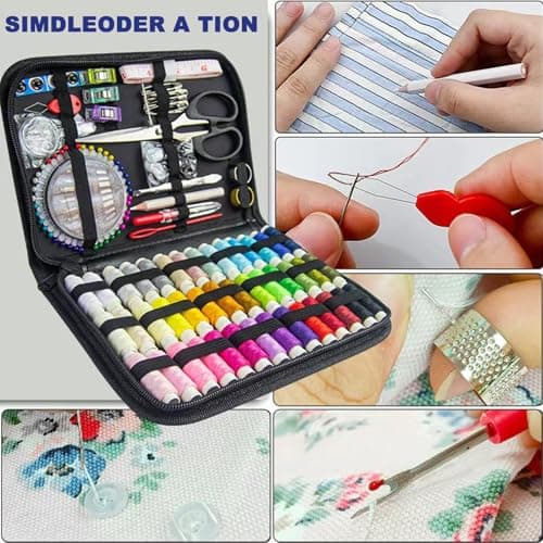 JUNING Travel Sewing Kit Portable Sewing Supplies Accessories for Adults, Beginner, Home, Emergency, Including Needle and Thread kit, Scissors,Tape Measure, Seam Ripper(XL-42 Threads-Black) — view 6