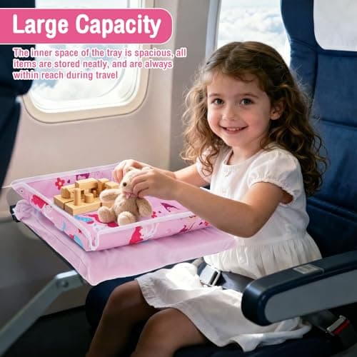 Anihet Kids Tray Table Cover, Foldable Airplane Travel Tray Cover with Clear Pocket, Universal Airplane Must Haves Travel Essential for Plane, Train, High Chair(Mermaid) — view 6