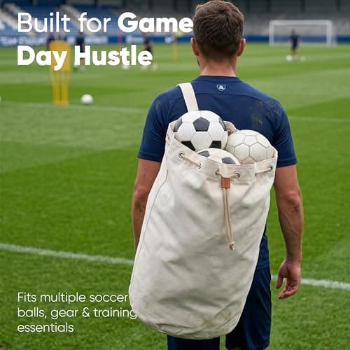 Canvas Duffel Bag - Drawstring, Leather Closure, Shoulder Strap. — view 5