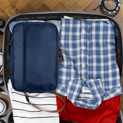 FITDON Full Size Toiletry Bag Large Travel Wash Bag, Portable Makeup Bag Organizer Shaving Gym Shower Bathroom Bag, Blue — view 6