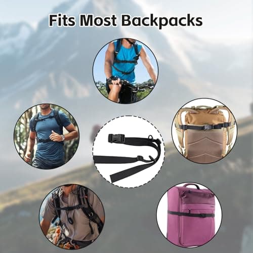 ZALAOR 2 Pairs Black Adjustable Nylon Backpack Chest Straps With Buckles — view 6