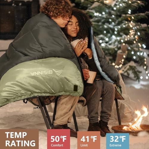 BISINNA Winter 0°C Double Sleeping Bag for Adult Queen Size with Pillow — view 6