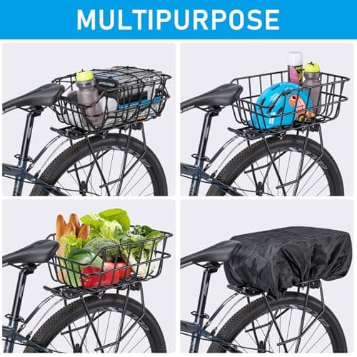 CXWXC Rear Bike Basket - Rear Mount Aluminium Bike Basket Large Capacity — view 4