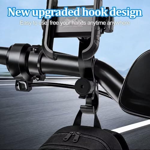 Bike Phone Holder, 360°Rotatable Phone Mount, Quick Release/Install, Secure Lock, Hook, 20-33mm Handlebar Fit, Shockproof Anti-Slip for Bicycle Motorbike E-Scooter, for All Phones — view 6
