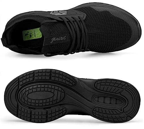 Giniros Mens Trainers Mesh Lightweight Sport Casual Gym All Black 9 — view 5